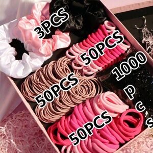 Dark Hair Accessories Set,Hair Scrunchies For Women, Soft Elastic Hair Ties, Pon